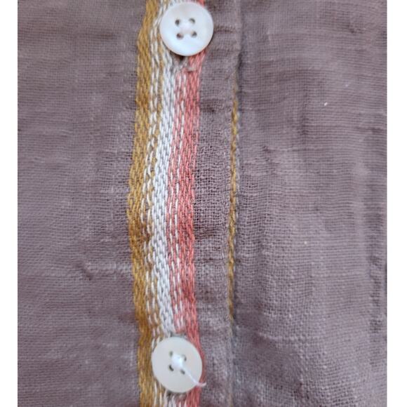 THML Embroidered Button Up Top Women's M Striped Boho Southwest Boxy Fit Retro - Picture 9 of 10